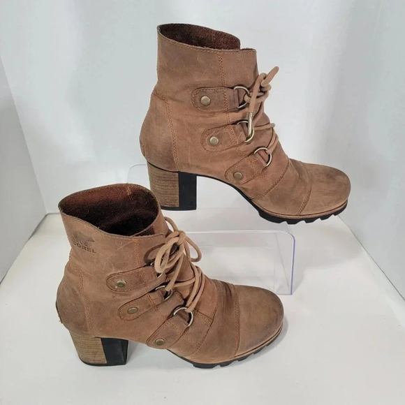 Sorel Addington Chelsea Lace Up Ankle Boots Elk Tan Brown Leather 9 waterproof - Picture 12 of 12